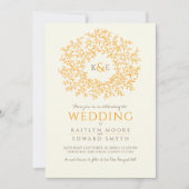 Braun-Orangen handgezapftes Mono-Art-Hochzeit Einladung (Vorderseite)