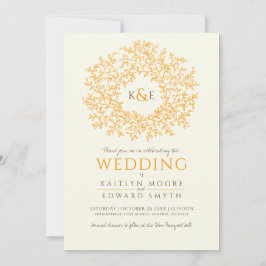 Braun-Orangen handgezapftes Mono-Art-Hochzeit Einladung