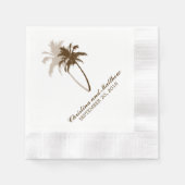 Braun Palm Trees Beach Hochzeit Serviette (Vorderseite)