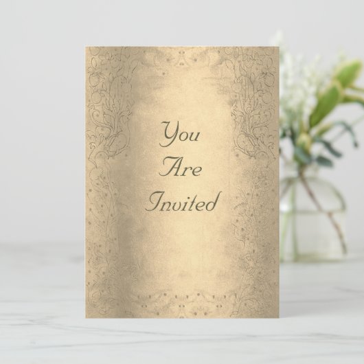 Braun Papier Swirl Vintage Hochzeit Einladungen (Stehend Vorderseite)
