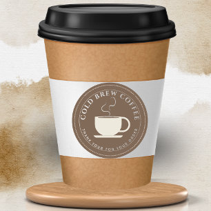 Braun Personalisierte Kaffee Branding  Runder Aufkleber
