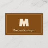 Braun personalisierter Monogrammbuchstabe Name Visitenkarte (Vorderseite)