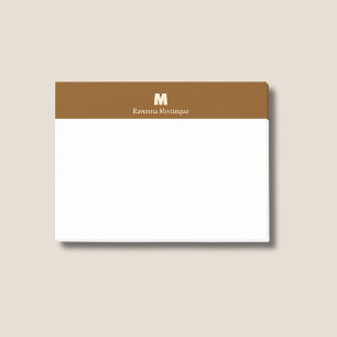 Braun personalisierter Name Buchstabe Monogramm Post-it Klebezettel