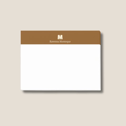 Braun personalisierter Name Buchstabe Monogramm Post-it Klebezettel