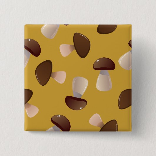 Braun-Pilzmuster auf Mustard Yellow Button (Vorderseite)