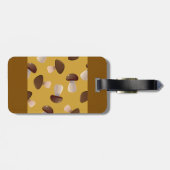 Braun-Pilzmuster auf Mustard Yellow Gepäckanhänger (Rückseite horizontal)