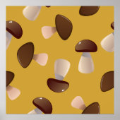 Braun-Pilzmuster auf Mustard Yellow Poster (Vorne)