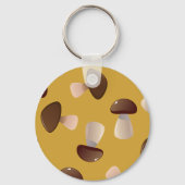 Braun-Pilzmuster auf Mustard Yellow Schlüsselanhänger (Rückseite)