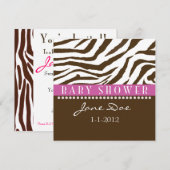 Braun & Pink Zebra Babydusche Einladungen (Vorne/Hinten)