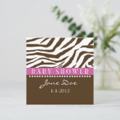Braun & Pink Zebra Babydusche Einladungen (Stehend Vorderseite)