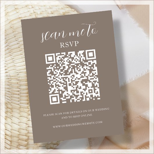 Braun | QR-Code | HochzeitsrSVP Begleitkarte