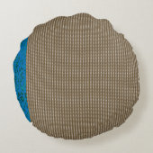 braun, rechteckig, holz, beige, grau, gold, Schrif Rundes Kissen (Rückseite)