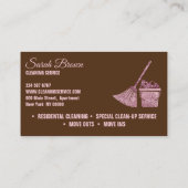 Braun Reinigungsdienst Haushaltshilfe Janitorial f Visitenkarte (Rückseite)