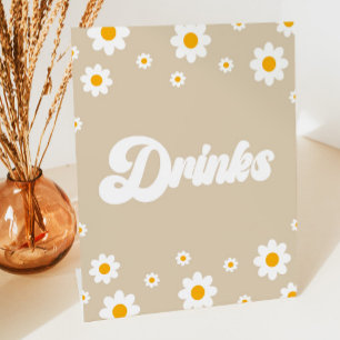 Braun Retro 70er Drinks Drink Table Party signiere Sockelschild