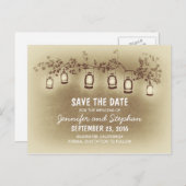 Braun-Romantik-Nachtleuchten Save the Date Ankündigungspostkarte (Vorne/Hinten)