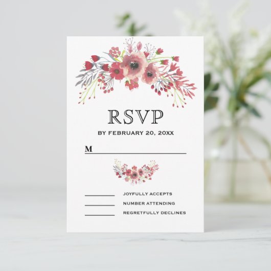 Braun-Rosa-Blumenzehen RSVP Karte (Stehend Vorderseite)