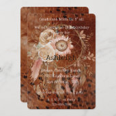 Braun Rosa Blush Blumenstrauß Fango Geburtstag Einladung (Vorne/Hinten)