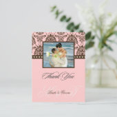 Braun + rosa Damaskus Danke Foto Postkarten. Postkarte (Stehend Vorderseite)