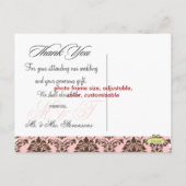 Braun + rosa Damaskus Danke Foto Postkarten. Postkarte (Rückseite)