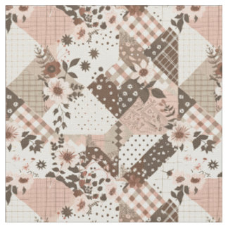 Braun-Rosa-Landhaus-Quilt im Vintage-Stil Stoff