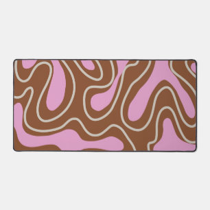Braun Rosa Marmor Boho Groovy Flüssig Wirbel Muste Schreibtischunterlage