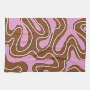 Braun Rosa Marmor Boho Groovy Flüssigkeits-Wirbel- Geschirrtuch