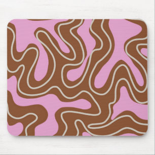 Braun Rosa Marmor Boho Groovy Flüssigkeits-Wirbel- Mousepad