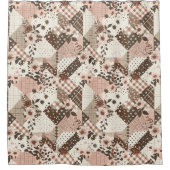 Braun Rosa Patchwork-Quilt Floral Retro Duschvorhang (Vorderseite)