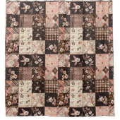 Braun Rosa Patchworkdecke Floral Retro Duschvorhang (Vorderseite)
