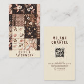 Braun Rosa Quilt Patchwork Handmade Kleidung Visitenkarte (Vorne/Hinten)