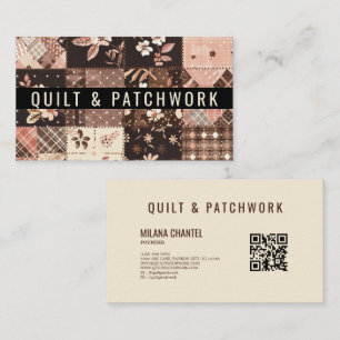 Braun Rosa Quilt Patchwork Handmade Kleidung  Visitenkarte