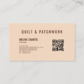 Braun Rosa Quilt Patchwork Handmade Kleidung Visitenkarte (Rückseite)