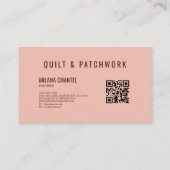 Braun Rosa Quilt Patchwork Handmade Kleidung  Visitenkarte (Rückseite)