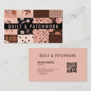 Braun Rosa Quilt Patchwork Handmade Kleidung  Visitenkarte