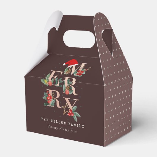 Braun Rose Gold Rot Grün Frohe Weihnachtsfolien Geschenkschachtel (Rückseite)