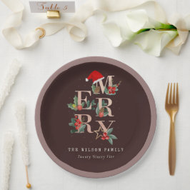 Braun Rose Gold Rot Grün Frohe Weihnachtsfolien Pappteller