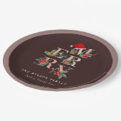 Braun Rose Gold Rot Grün Frohe Weihnachtsfolien Pappteller (Schrägansicht)