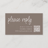 Braun | RSVP QR Code für Hochzeiten Begleitkarte (Vorderseite)