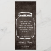 Braun-Rustikal-Massagejar Hochzeitsmenü Menükarte (Rückseite)