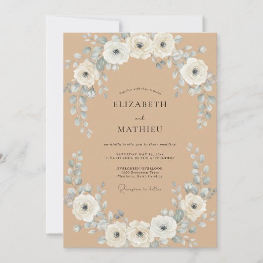 Braun-rustikale bohemian Hochzeit Einladung (Vorderseite)