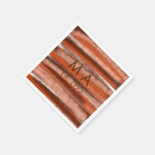 Braun rustikale Boho-Name-Buchstabe-Jahr-Datum-Tex Serviette (Ecke)