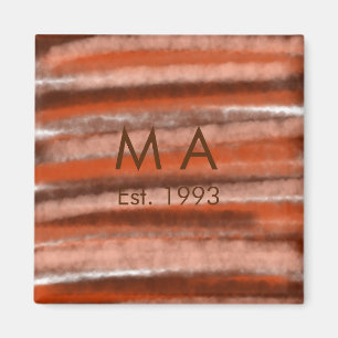 Braun-rustikale Boho-Name-Jahr-Datums-Text Magnet