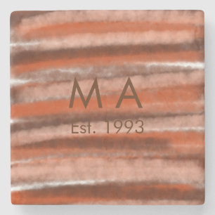 Braun-rustikale Boho-Name-Jahr-Datums-Text Steinuntersetzer