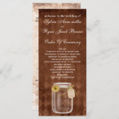 Braun rustikale Mason Jar Hochzeitsprogramm Programm (Vorne/Hinten)