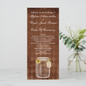 Braun rustikale Mason Jar Hochzeitsprogramm Programm (Stehend Vorderseite)