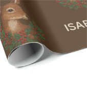 Braun Rustikale Stickereien Grüntöne Geschenkpapier (Rolleneckpunkt)