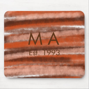Braun rustikaler Boho-Name Buchstabe Jahr Datum Te Mousepad