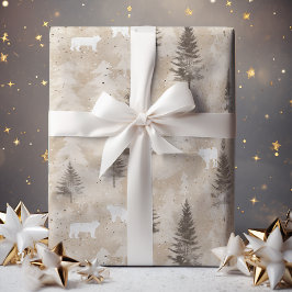 Braun Rustikaler Weihnachtsbär Geschenkpapier