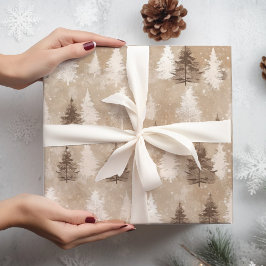 Braun Rustikaler Weihnachtsbär Geschenkpapier