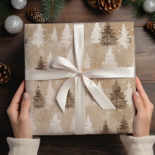 Braun Rustikaler Weihnachtsbär Geschenkpapier